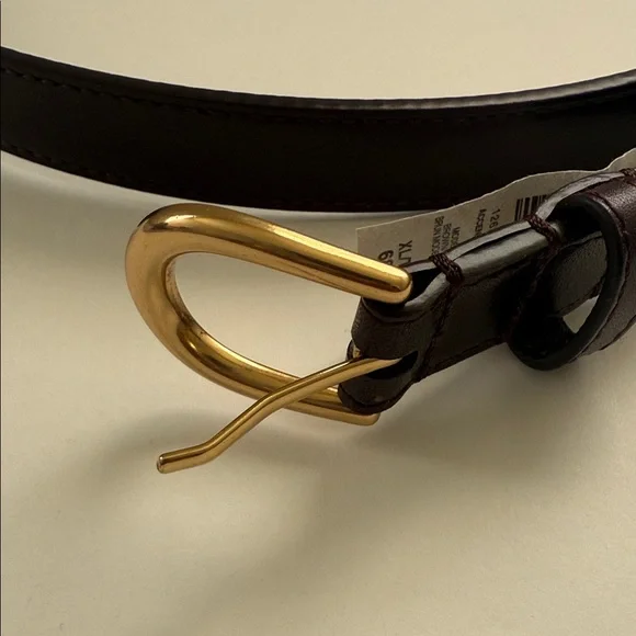 Aritzia Brown Belt with Gold Buckle - Picture 2 of 4